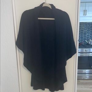Black Open Front Cardigan Knit Drape Coat | OS